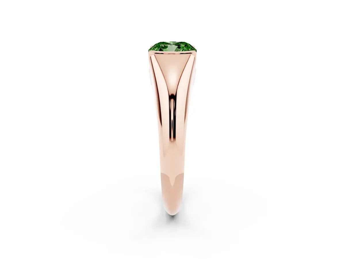 Fancy Green Cushion Cut Solitaire Tension Set Diamond Ring Rose gold