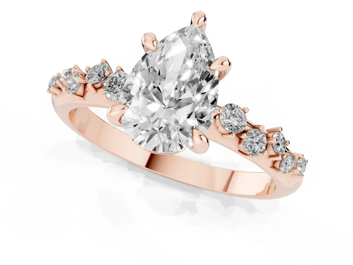 Pear Cut Cut Diamond Vine Band with Four-Prong Setting Rose gold