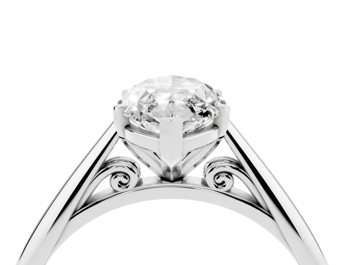 Marquise Cut Diamond Solitaire Engagement Ring with Cathedral Setting and Four-Prong Mount Platinum