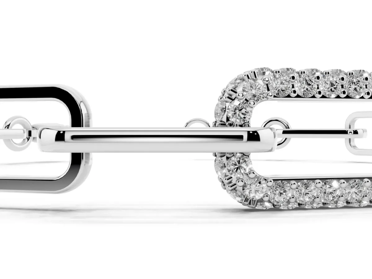 Pavé Round Diamond Link Bracelet with Four-Prong Setting Silver