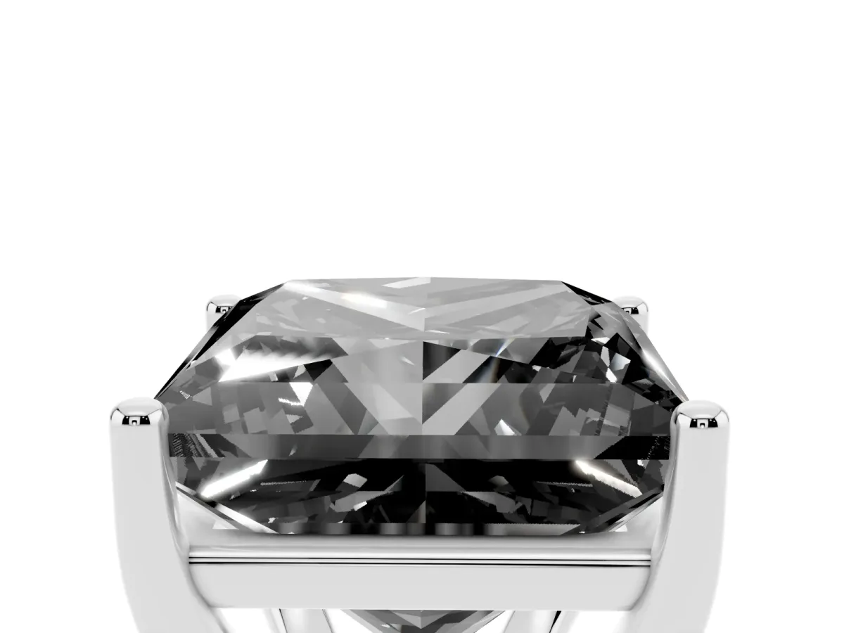 Fancy Black Princess Cut Cut Diamond Solitaire Engagement Ring with Tapered Plain Band and Four-Prong Setting White gold
