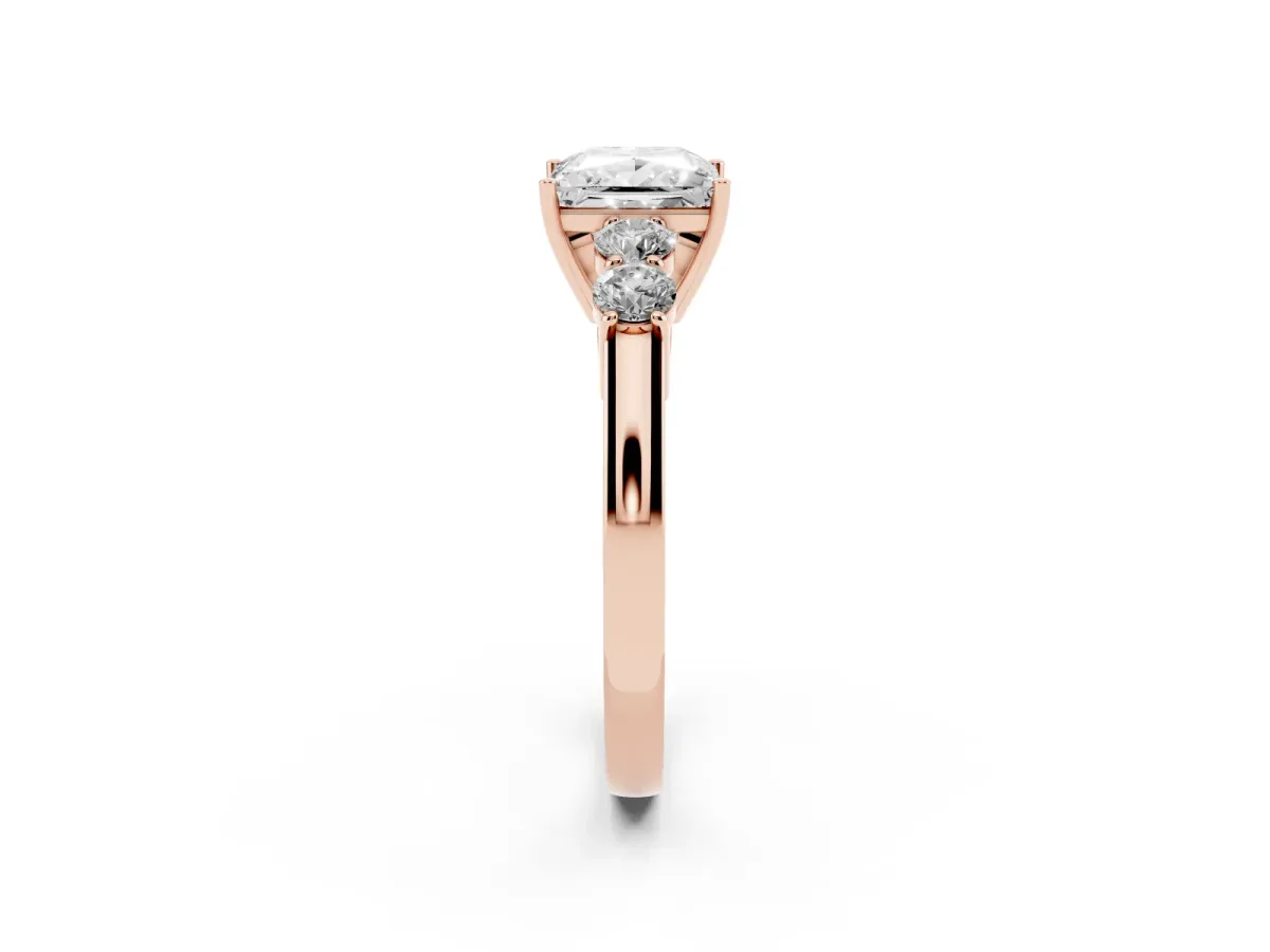 Princess Cut Cut Diamond Five-Stone Prong Set White Gold Ring Rose gold