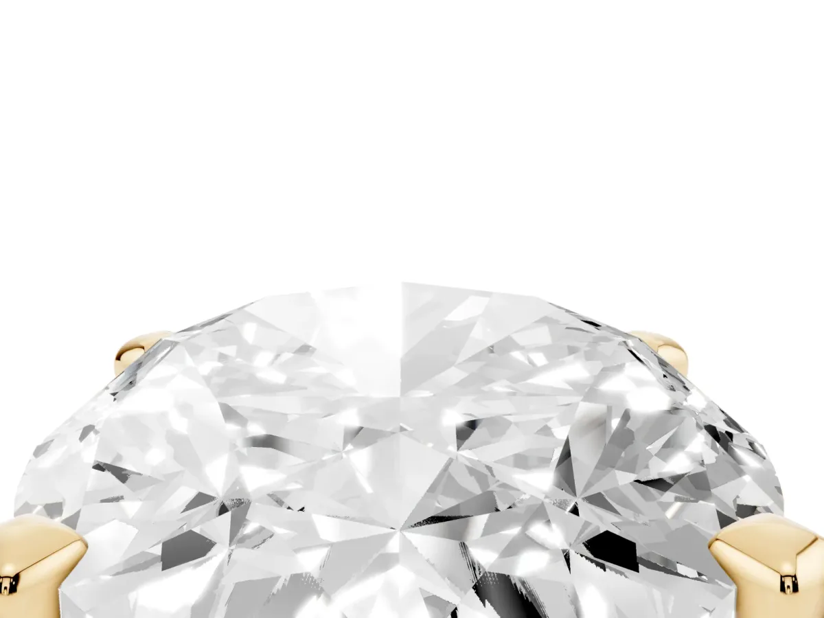 Oval Cut Diamond Solitaire Ring with Prong Setting and Classic Band Yellow gold