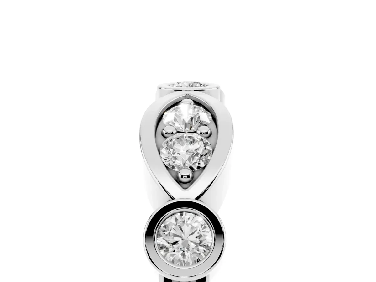 Bezel Set Round Diamond Marquise Band Platinum