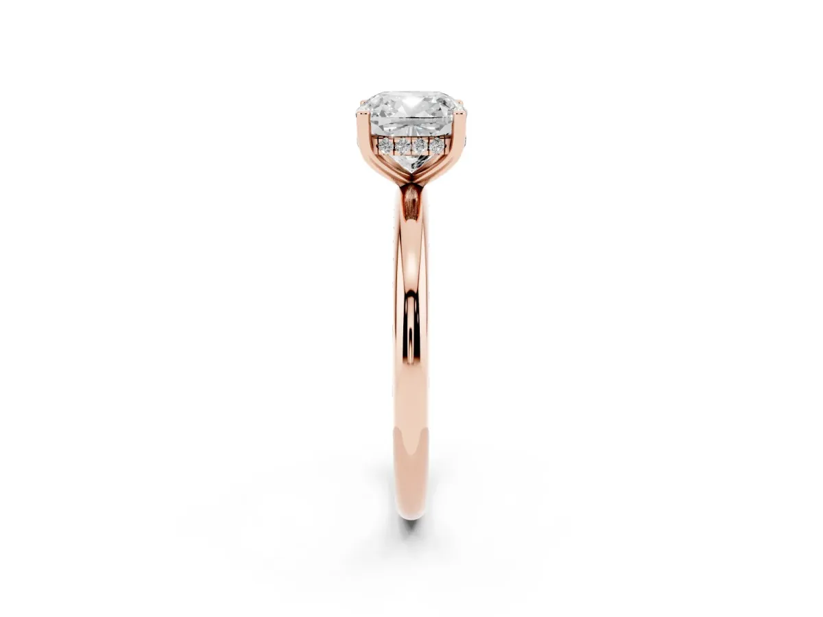 Cushion Cut Cut Solitaire Engagement Ring with Four-Prong Setting and Classic Band Rose gold