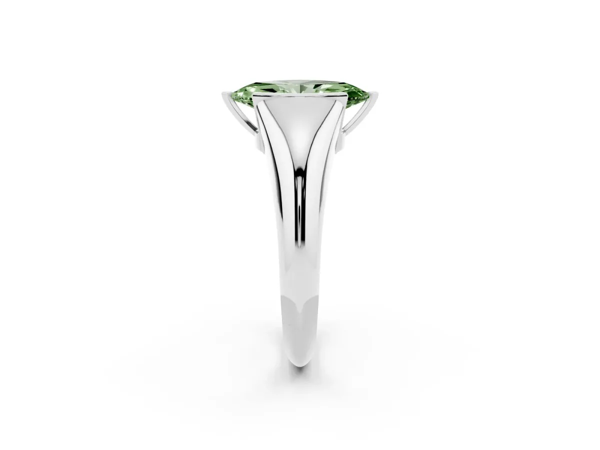 Fancy Green Marquise Cut Solitaire Tension Set Diamond Ring Silver