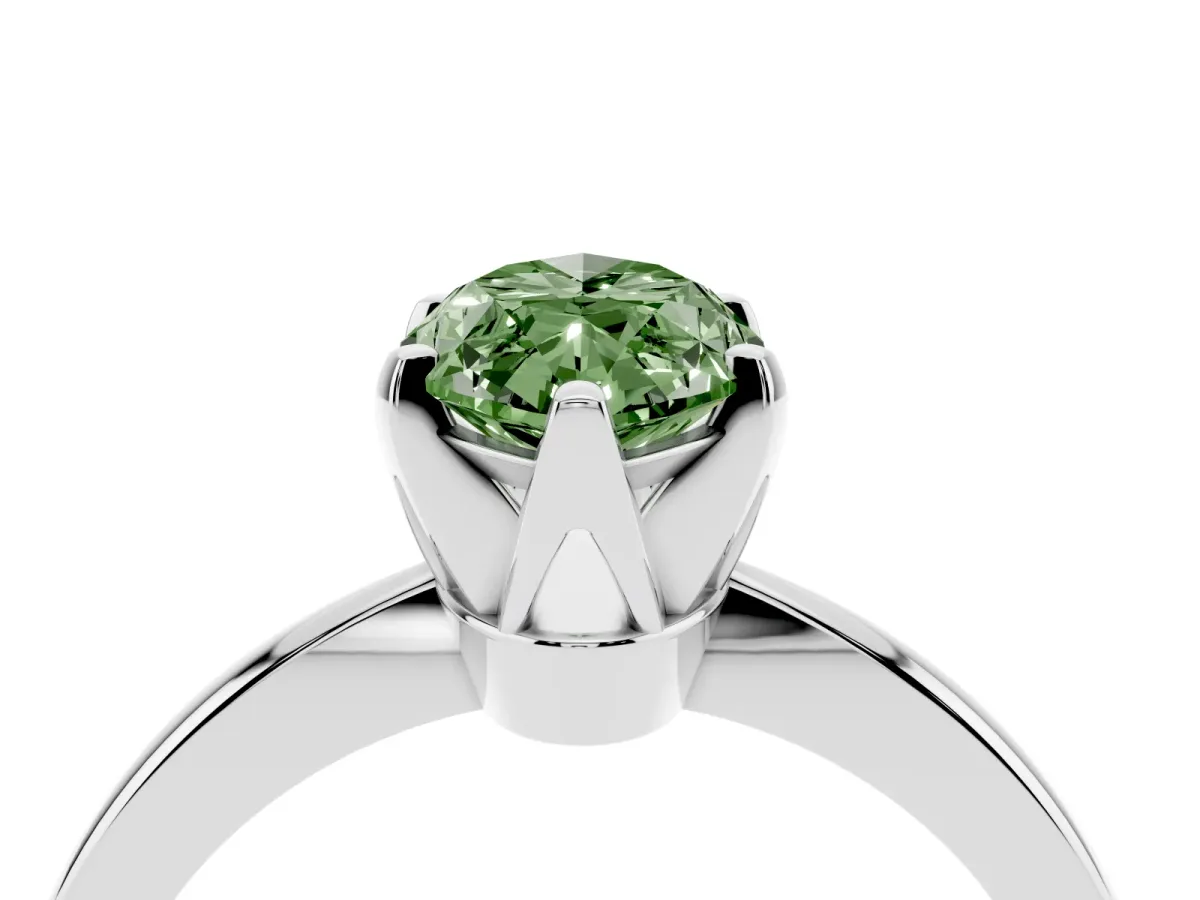 Fancy Green Marquise Cut Solitaire Engagement Ring with Six-Prong Setting and Tapered Band Platinum