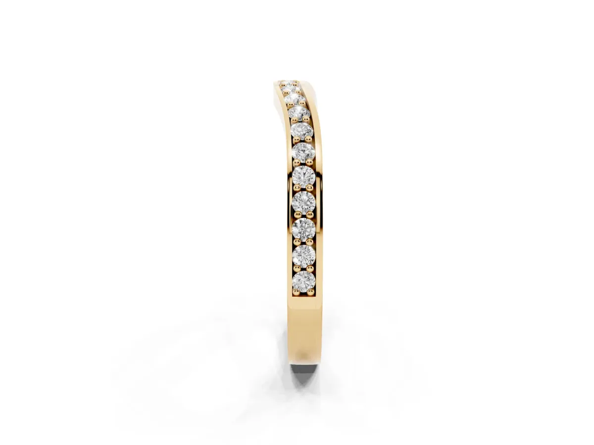 Diamond Pavé Round Cut Curved Band with Channel Setting Yellow gold