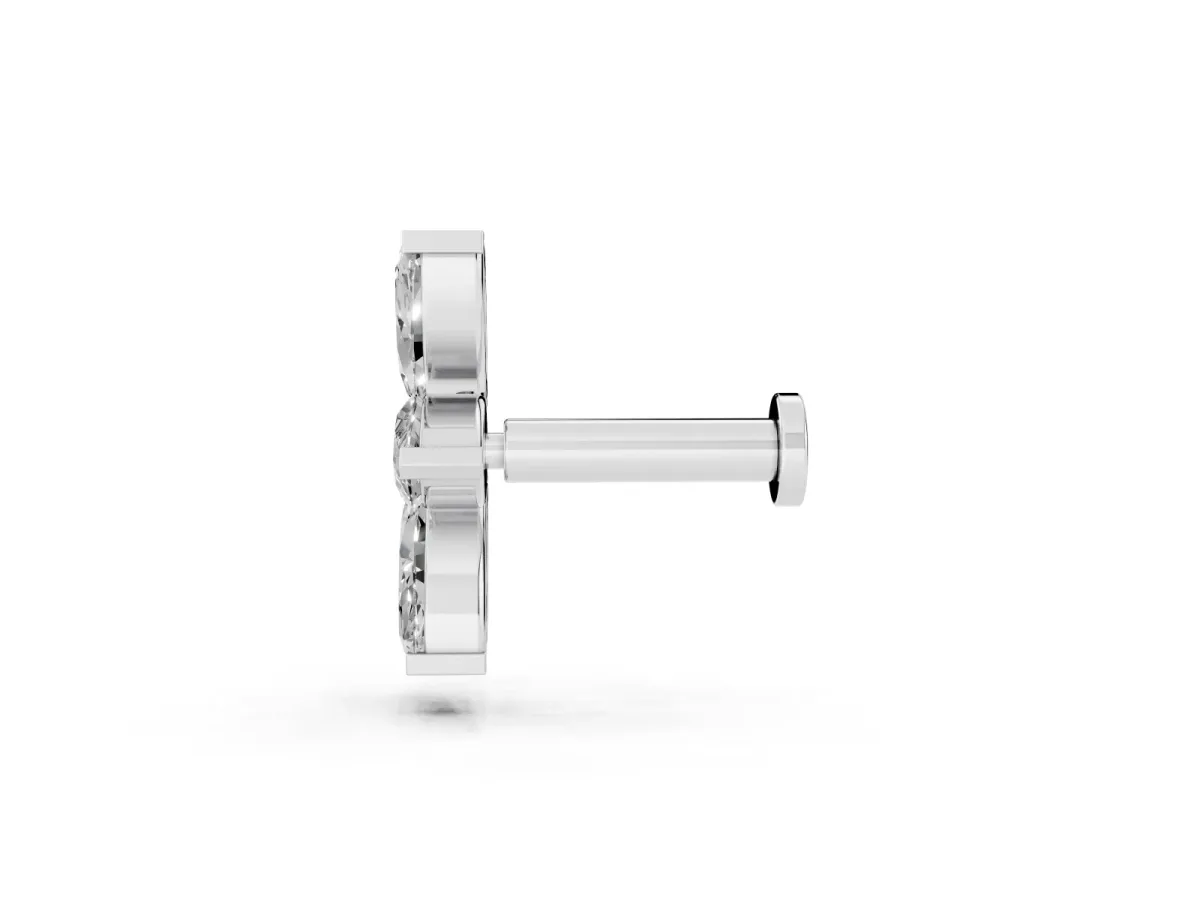 Marquise Diamond Trio Flatback Earring Silver