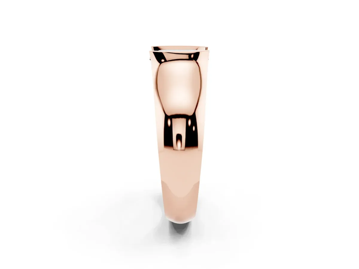 Emerald Cut Solitaire Bezel Set Diamond Ring with Wide Band Rose gold