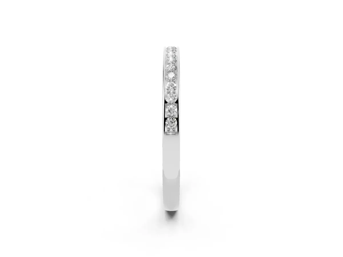 Round Diamond Pavé Set Half-Eternity Band Silver