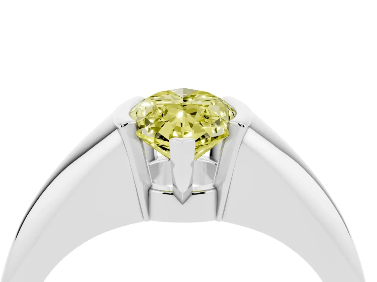 Fancy Yellow Marquise Cut Solitaire Tension Set Diamond Ring White gold