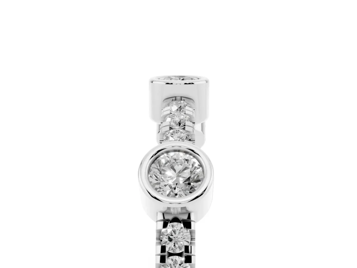 Bezel Set Round Diamond Pavé Band Silver