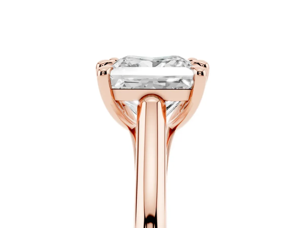 Princess Cut Solitaire Engagement Ring with Six-Prong Setting and Classic Band Rose gold