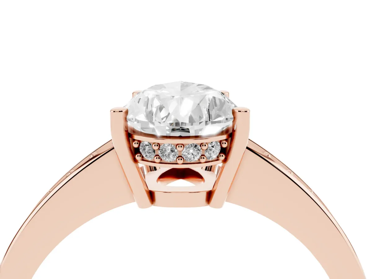 Pear Cut Solitaire Pavé Band Prong Setting Ring Rose gold