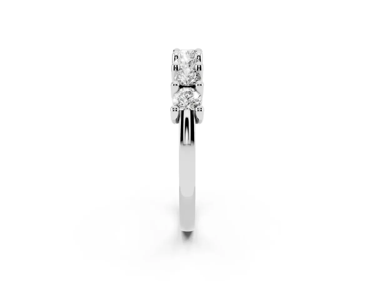 Round Diamond Prong-Set Half Eternity Band Silver