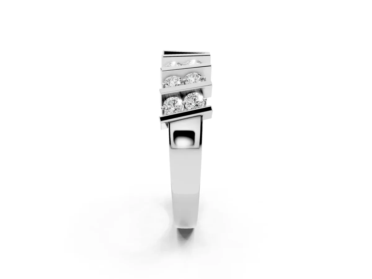 Channel Set Round Diamond Anniversary Band with Vertical Prongs Silver