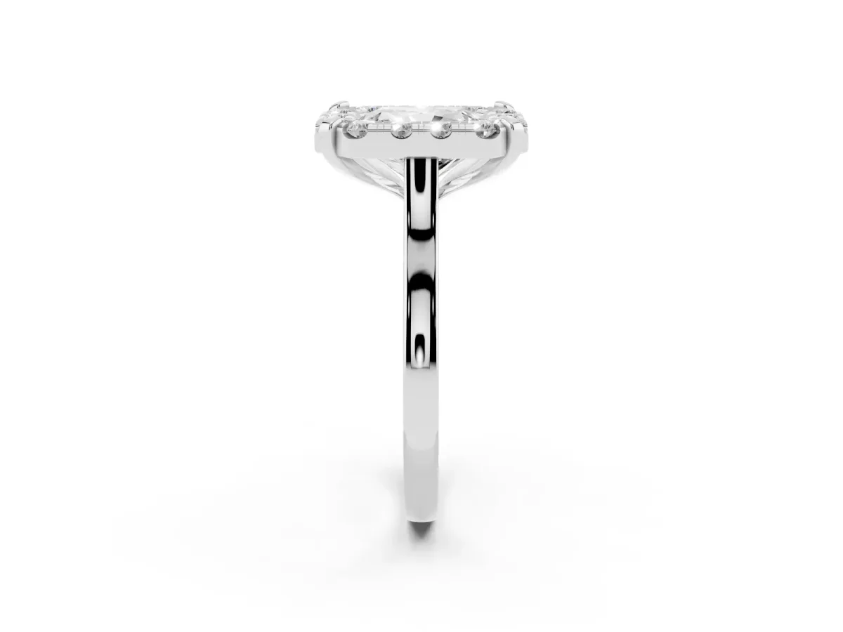 Radiant Cut Diamond Cluster Halo Solitaire with Four-Prong Setting Platinum