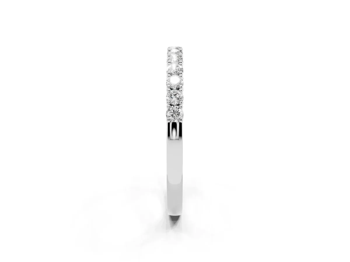 Round Diamond Half-Eternity Band with Shared Prong Setting Platinum