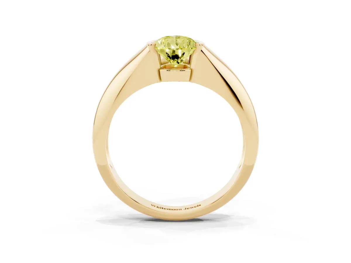 Fancy Yellow Pear Cut Solitaire Tension Set Diamond Ring Yellow gold