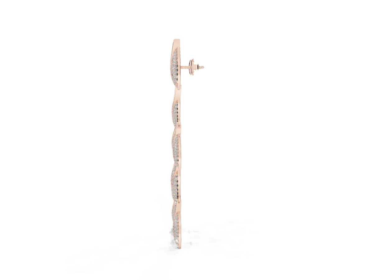 Round Diamond Pavé Olive Branch Drop Earrings Rose gold