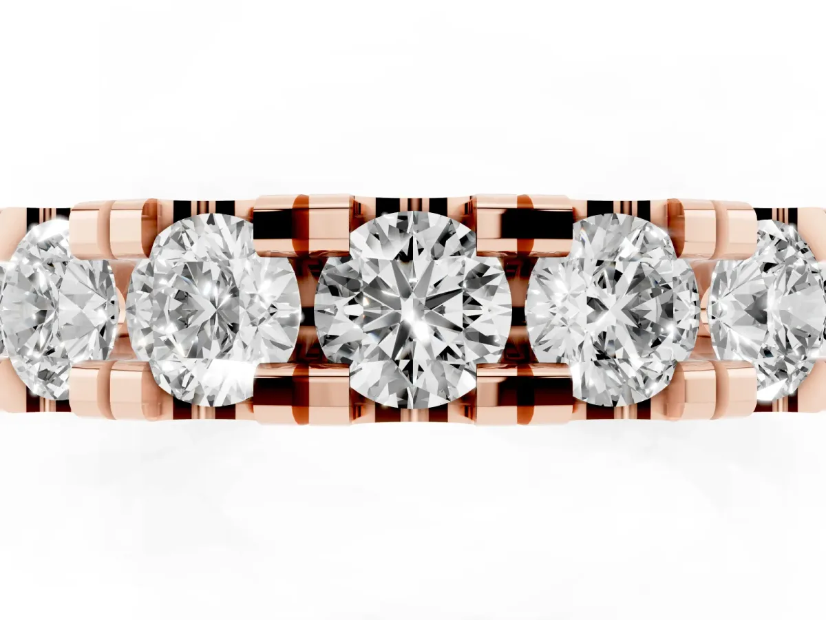 Round Diamond Full Eternity Band with U-Prong Setting Rose gold