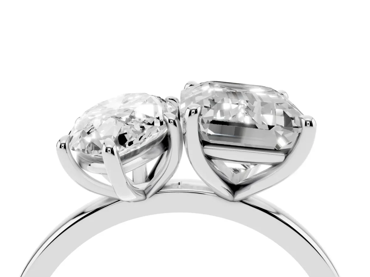 Marquise Cut and Emerald Cut Toi Moi Ring with Prong Setting White gold