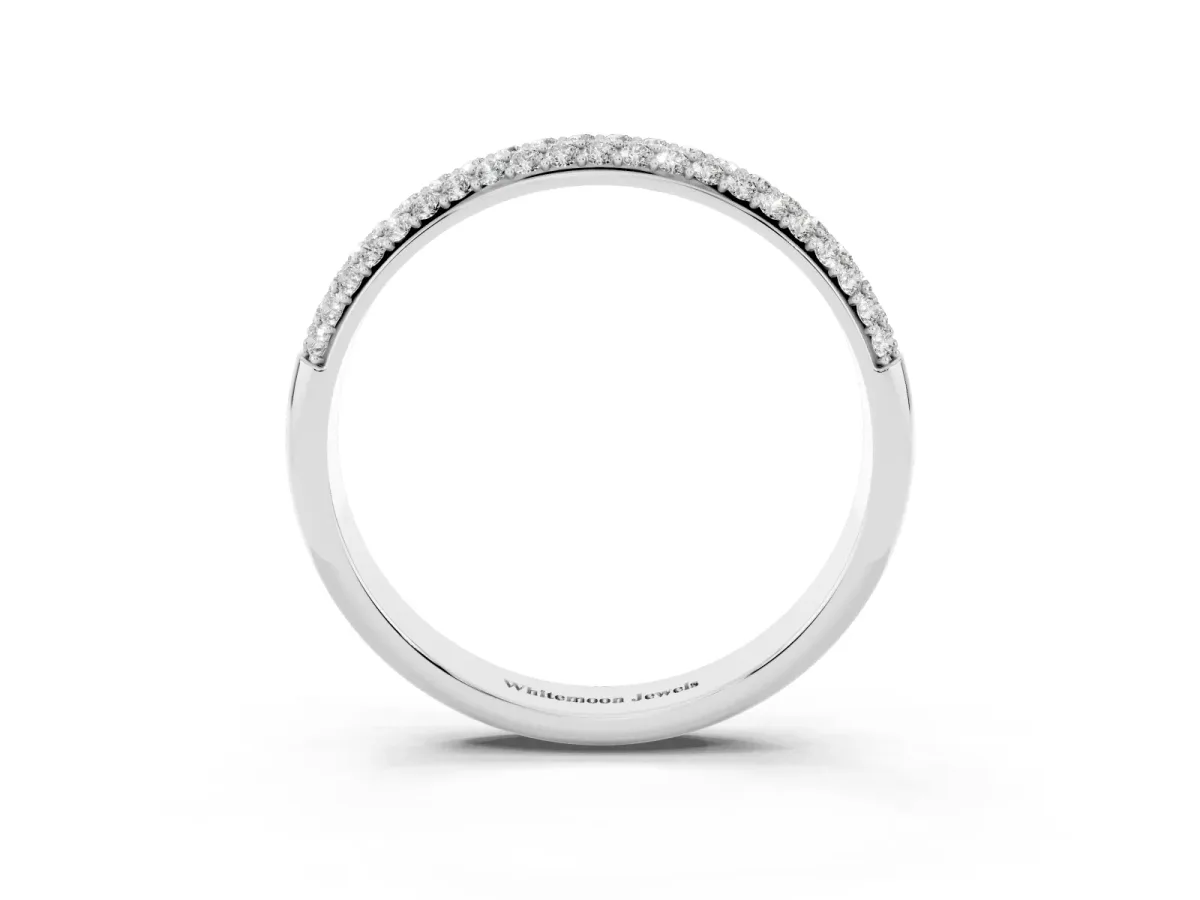 Pavé Round Diamond White Gold Eternity Band Silver