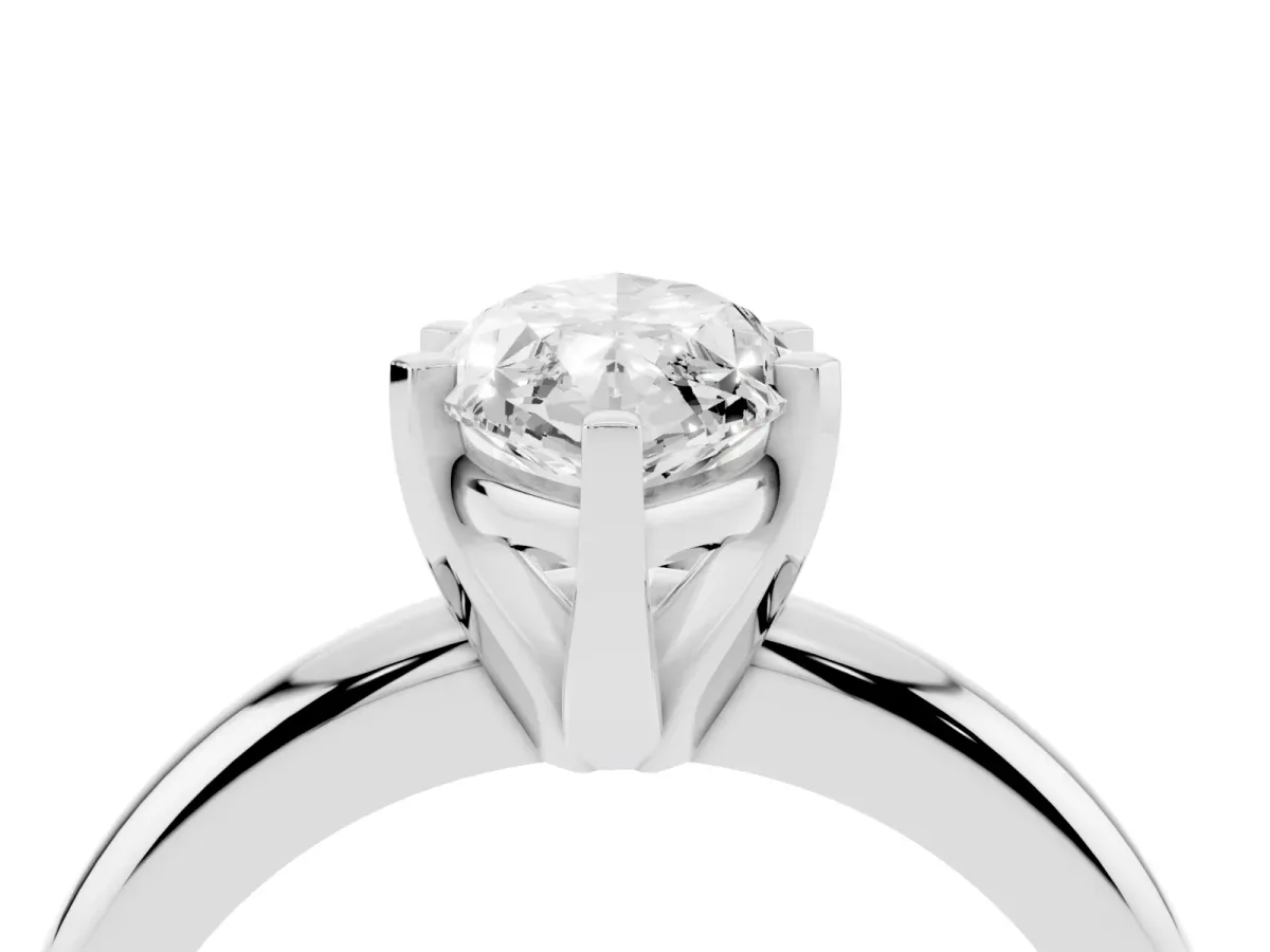 Marquise Cut Diamond Solitaire Engagement Ring with Round Band and Four-Prong Setting Platinum