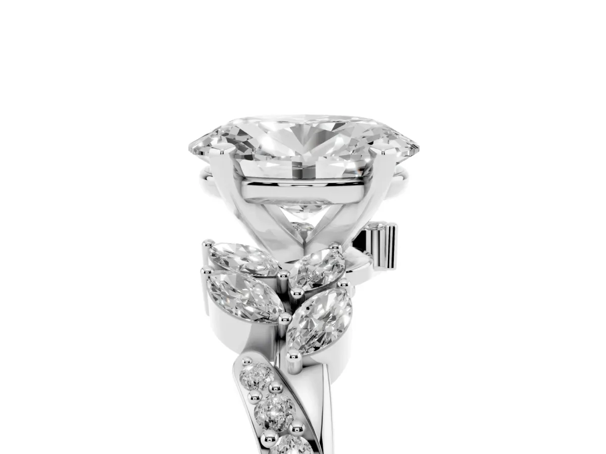 Oval Cut Solitaire Marquise Twist Band with Six-Prong Setting Silver