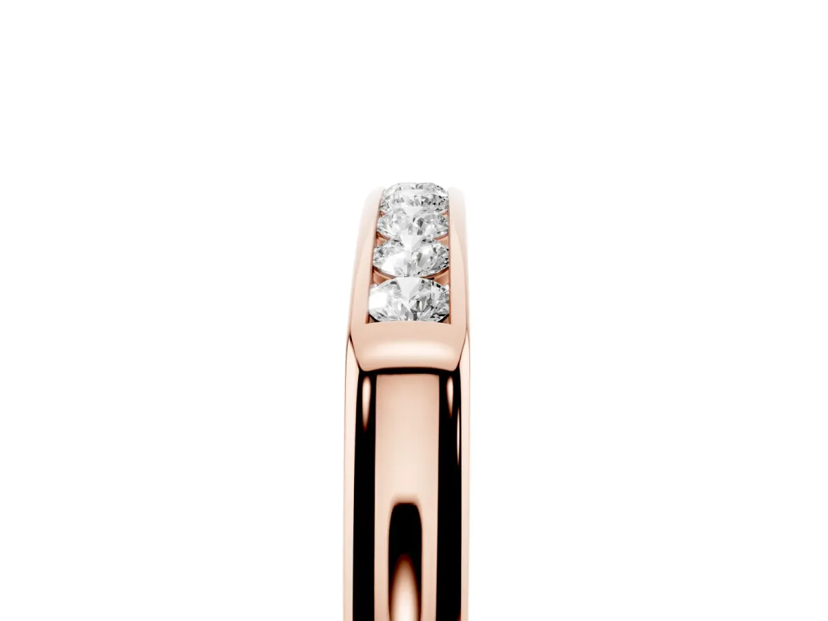 Channel Set Round Diamond Flat Band Rose gold