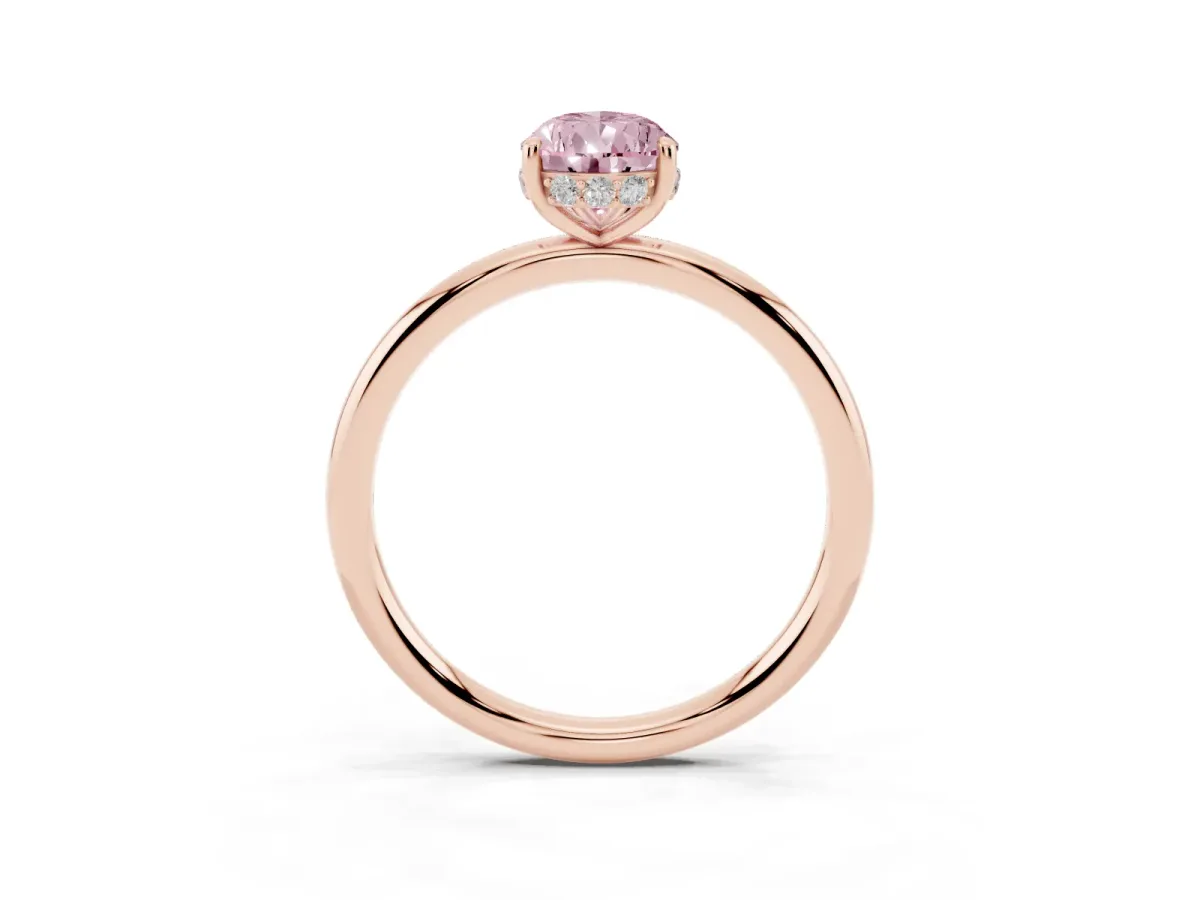 Fancy Pink Pear Cut Solitaire Diamond Ring with a Classic Band and Four-Prong Setting Rose gold