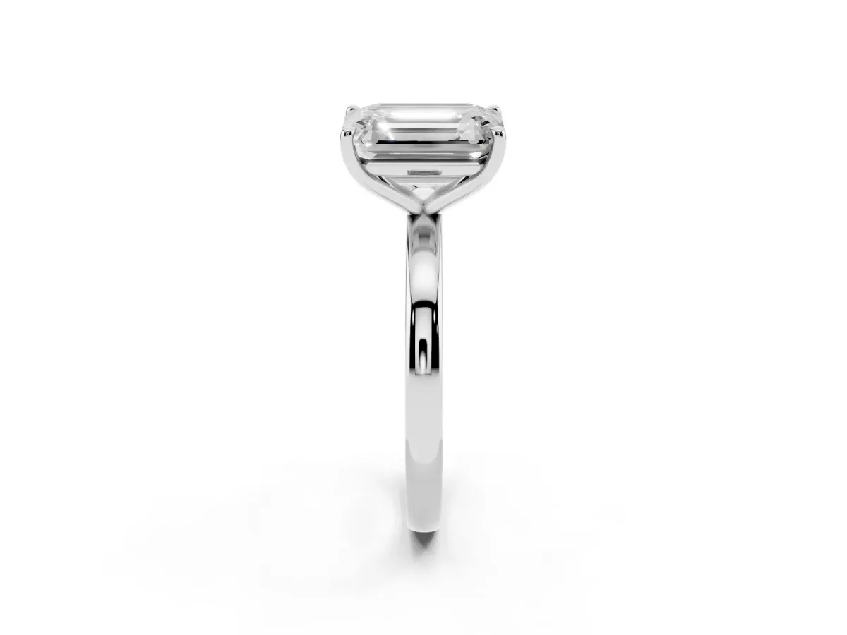 Fancy Blue Emerald Cut and Emerald Cut Toi Moi Ring with Prong Setting Silver