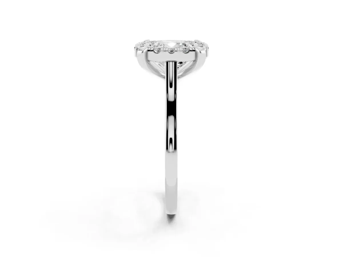 Cushion Cut Diamond Cluster Halo Solitaire with Four-Prong Setting Platinum