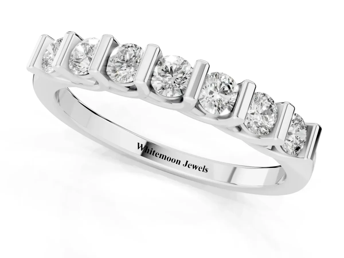 Channel-Set Round Diamond Half-Eternity Band White gold