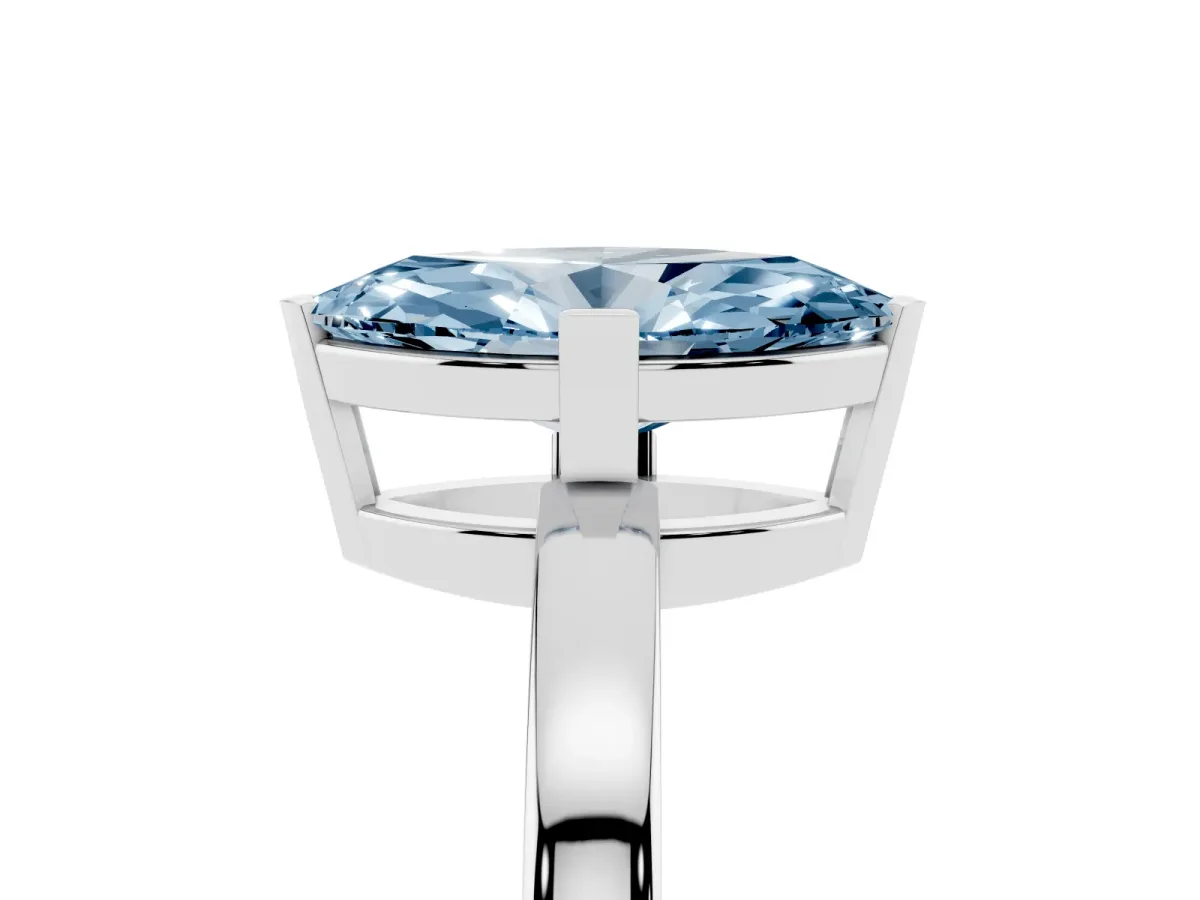 Fancy Blue Marquise Cut Cut Solitaire Ring with Four-Prong Setting and Classic Band Silver