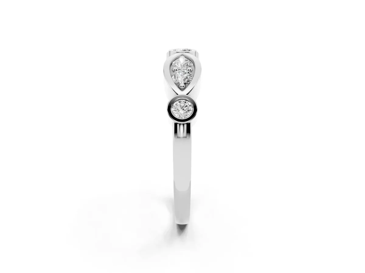 Bezel Set Round Diamond Marquise Band Platinum