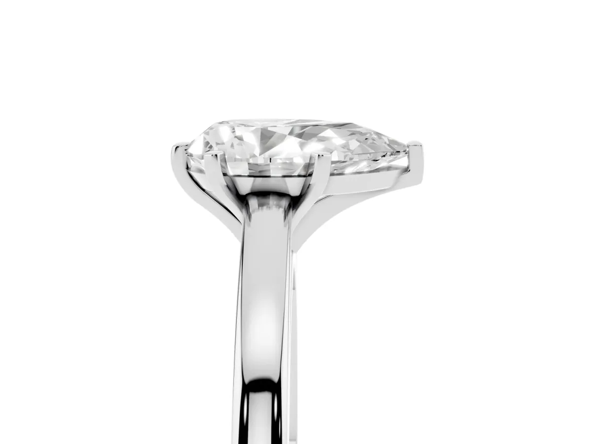 Pear Cut Solitaire Diamond Engagement Ring with Four-Prong Setting on a Classic Band White gold