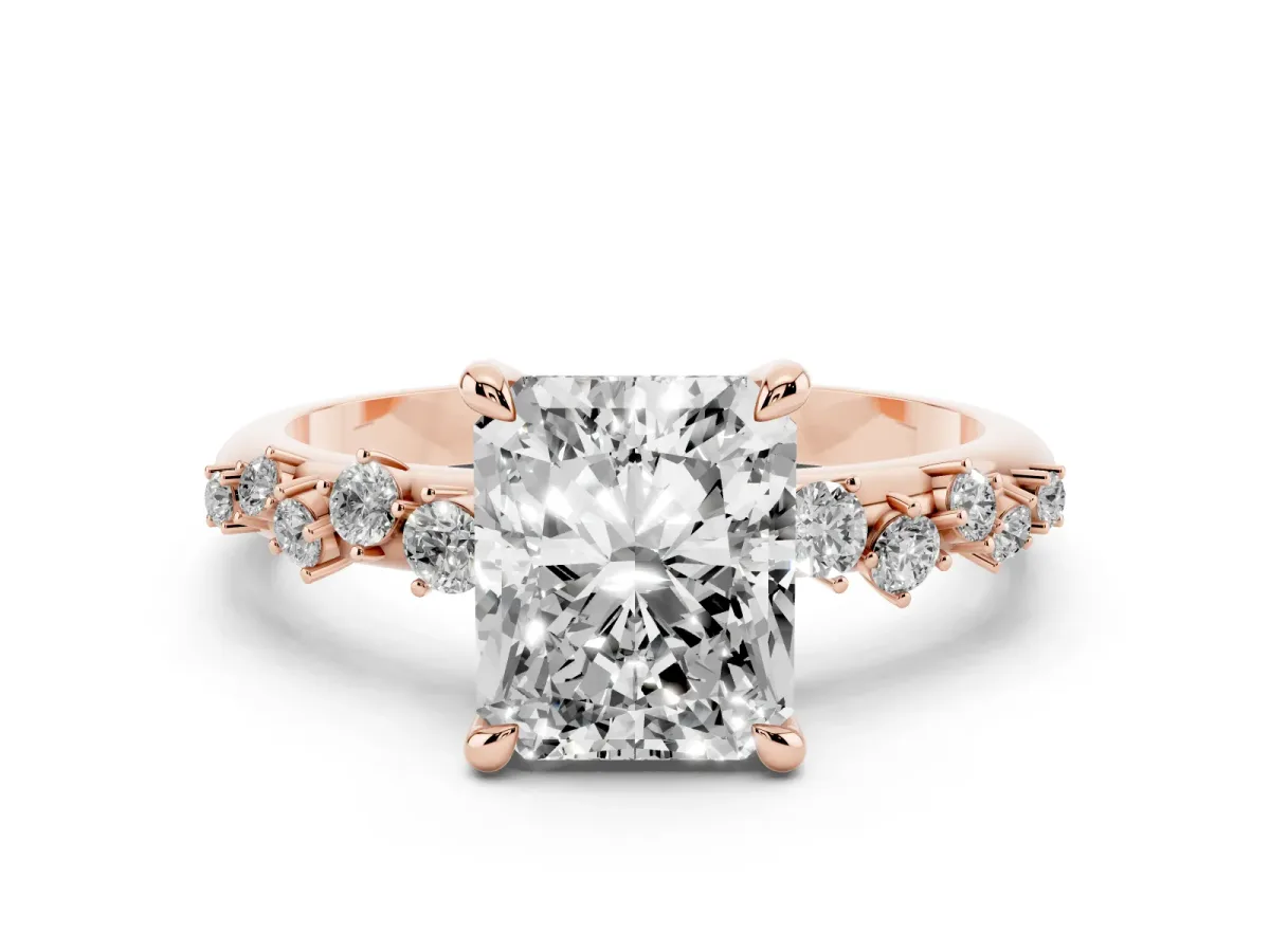 Radiant Cut Cut Diamond Vine Band with Four-Prong Setting Rose gold