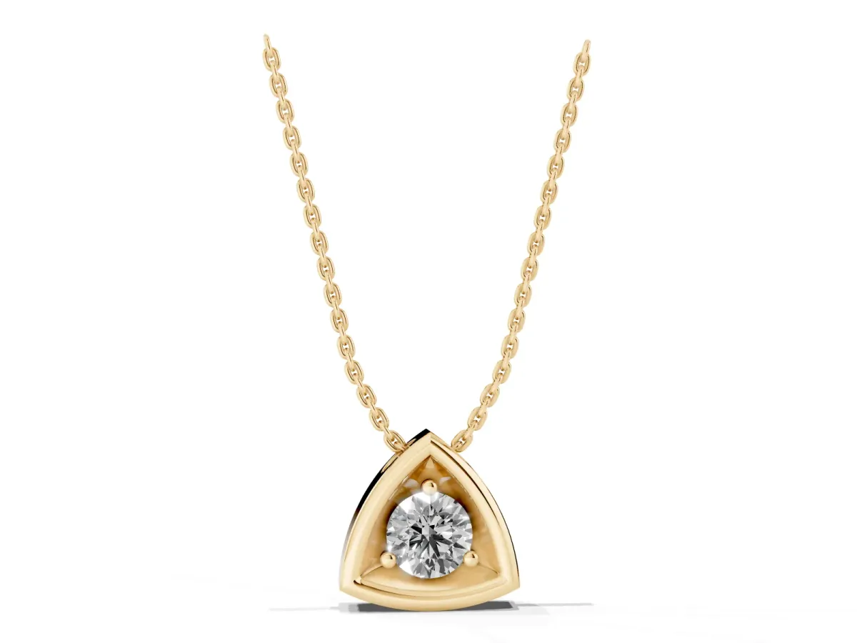 Trillion Cut Diamond Bezel Pendant Yellow gold