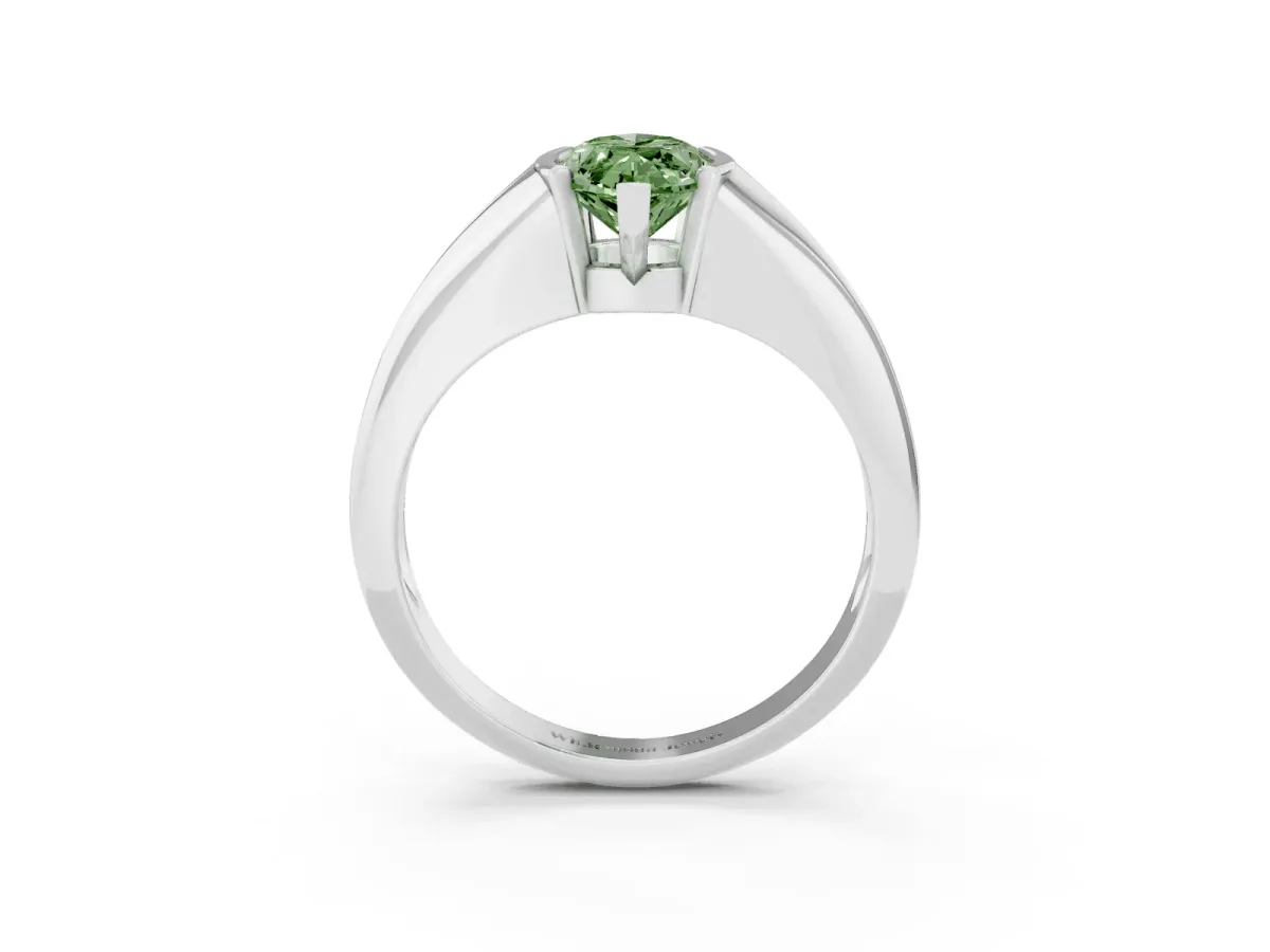 Fancy Green Marquise Cut Solitaire Tension Set Diamond Ring Silver