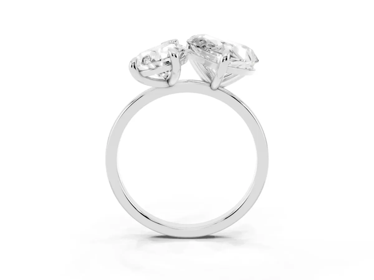 Pear and Heart Toi Moi Ring with Prong Setting and Plain Band Platinum