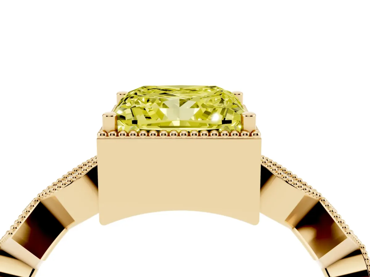 Fancy Yellow Princess Cut Milgrain Marquise Diamond Twist Band Ring Yellow gold