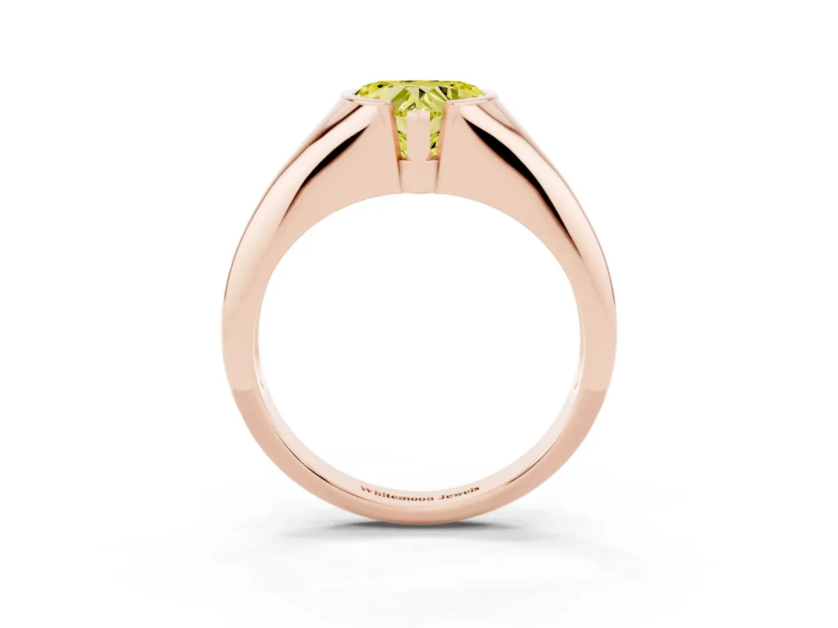 Fancy Yellow Heart Cut Solitaire Tension Set Diamond Ring Rose gold