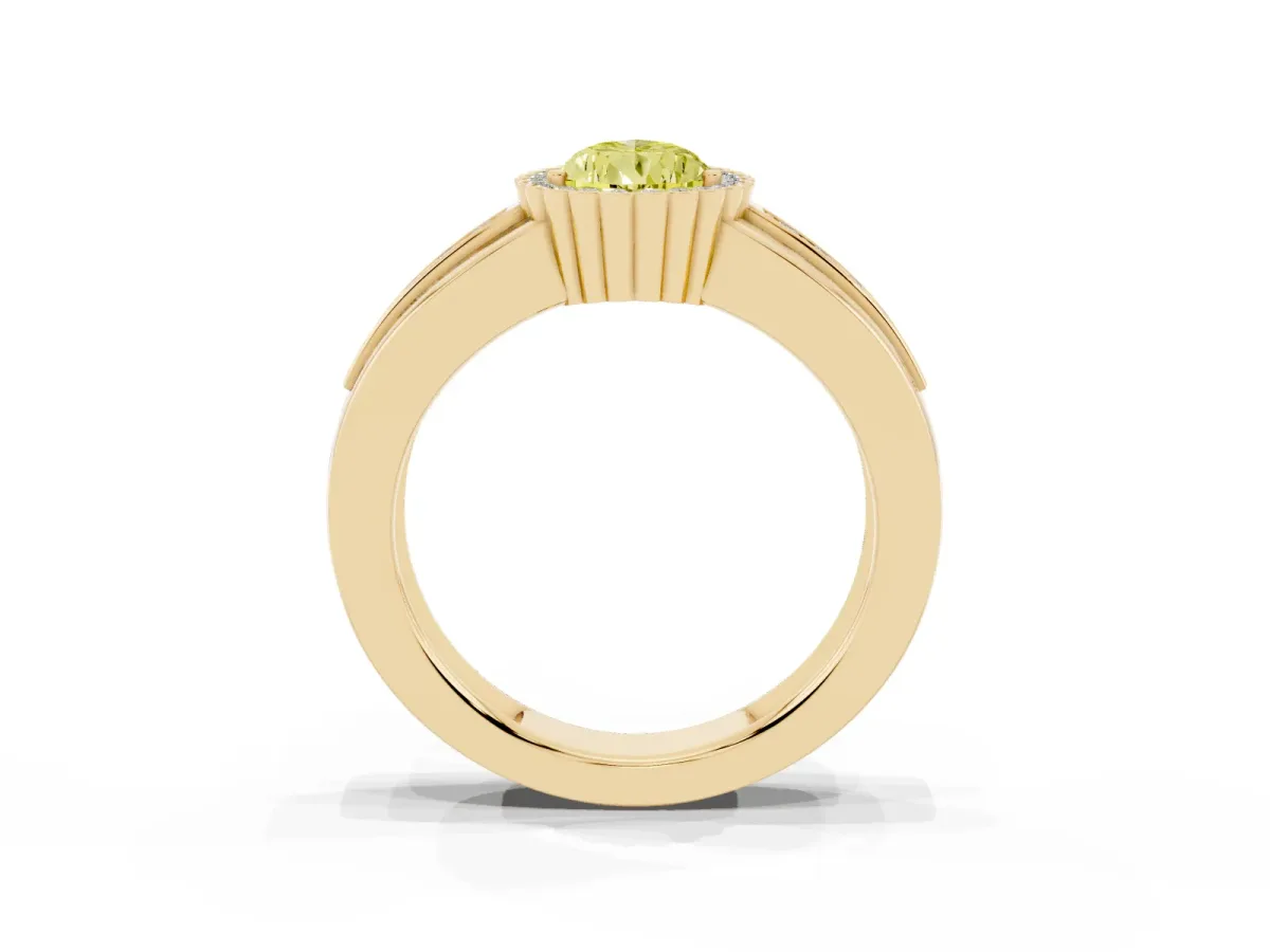 Fancy Yellow Pear Cut Cut Halo Pave Band Four-Prong Ring Yellow gold