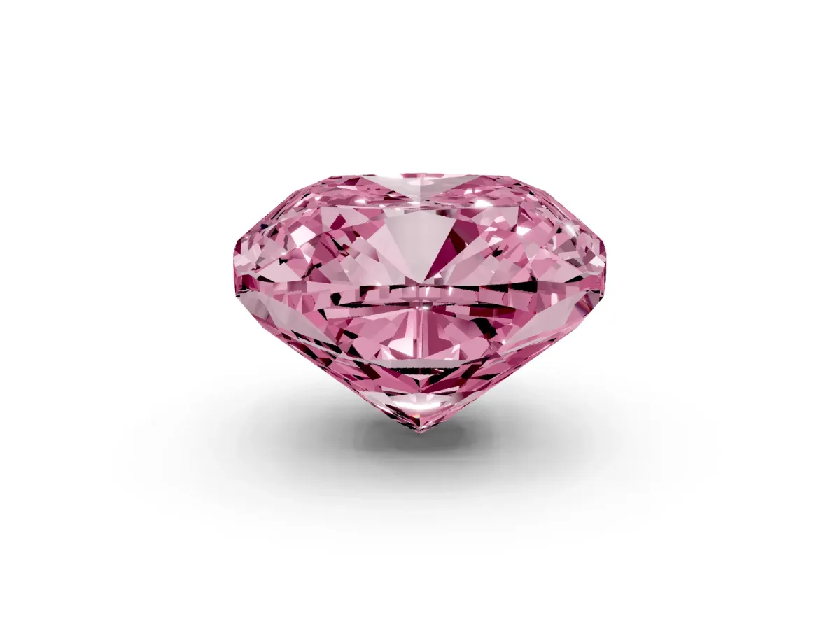 Fancy Pink Cushion Cut Solitaire Engagement Ring with Cathedral Band and Four-Prong Setting Silver