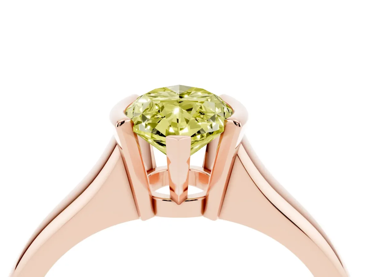 Fancy Yellow Marquise Cut Solitaire Tension Set Diamond Ring with Split Shank Band Rose gold