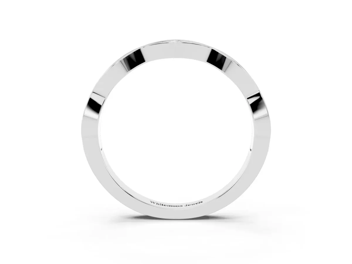 Round Diamond Scalloped Pavé Eternity Band Silver