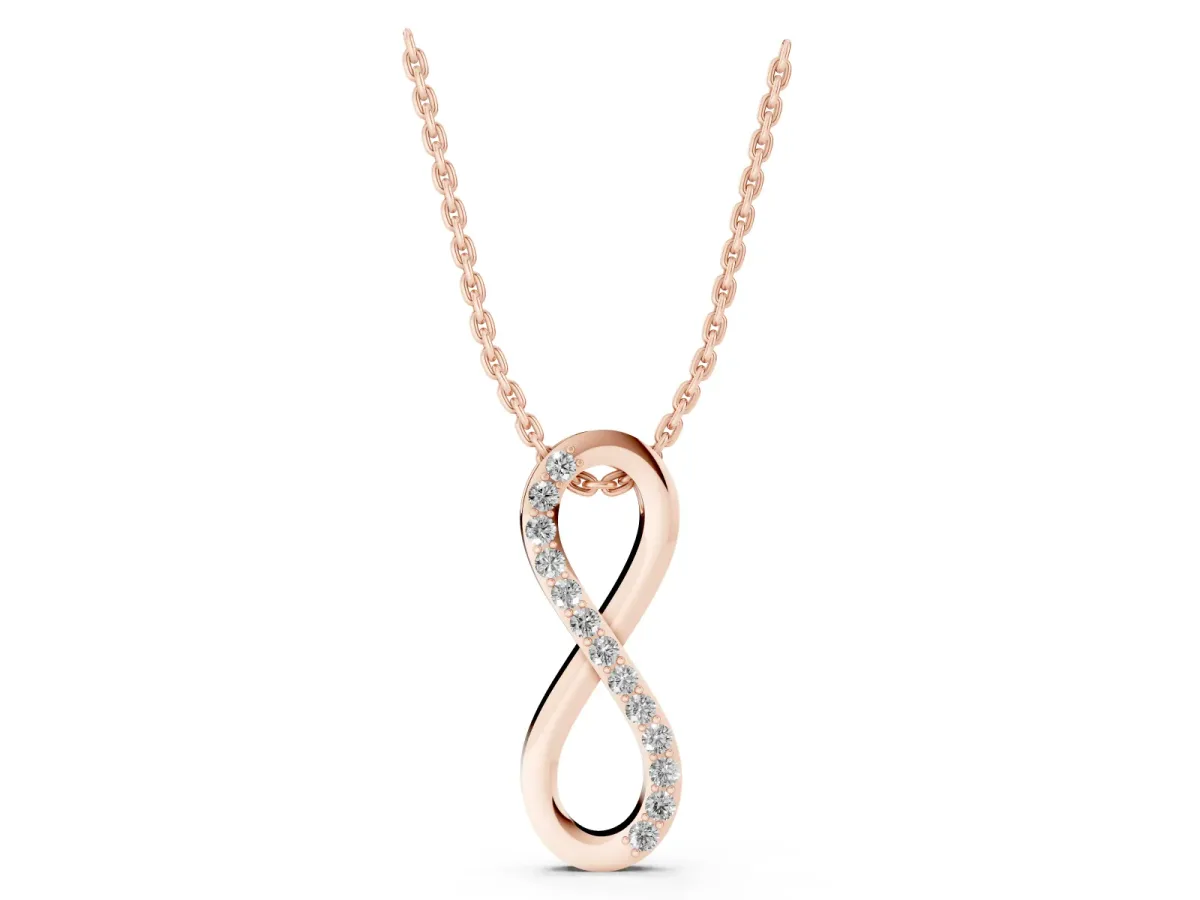 Infinity Pendant with Round Brilliant Diamonds in Pavé Setting Rose gold