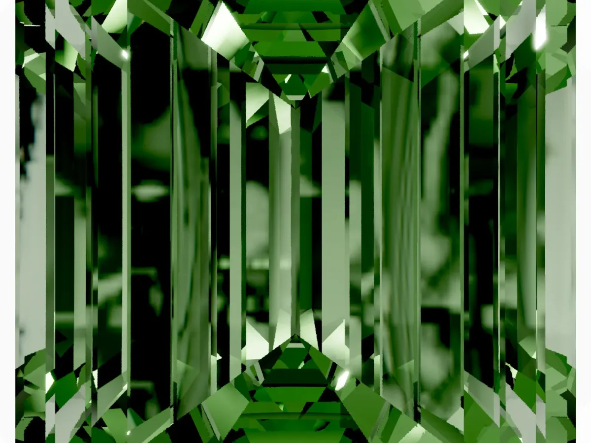 Fancy Green Emerald Cut Solitaire Twist Band Six-Prong Setting White gold
